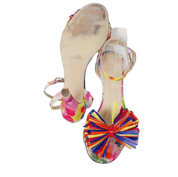 J.Crew Raffia Bow Strappy Sandal Heels Multi Color - Picture 5 of 7